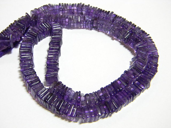Quality African Amethyst Square Heishi Cut Beads
